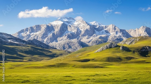 Majestic Mountains Under Clear Blue Sky