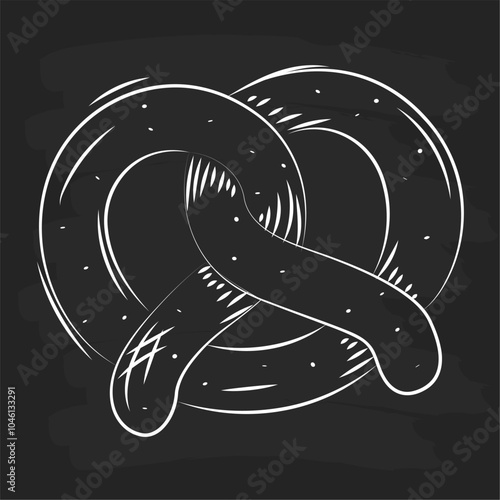 Hand-drawn pretzel with salt grains and twisted shape Vector