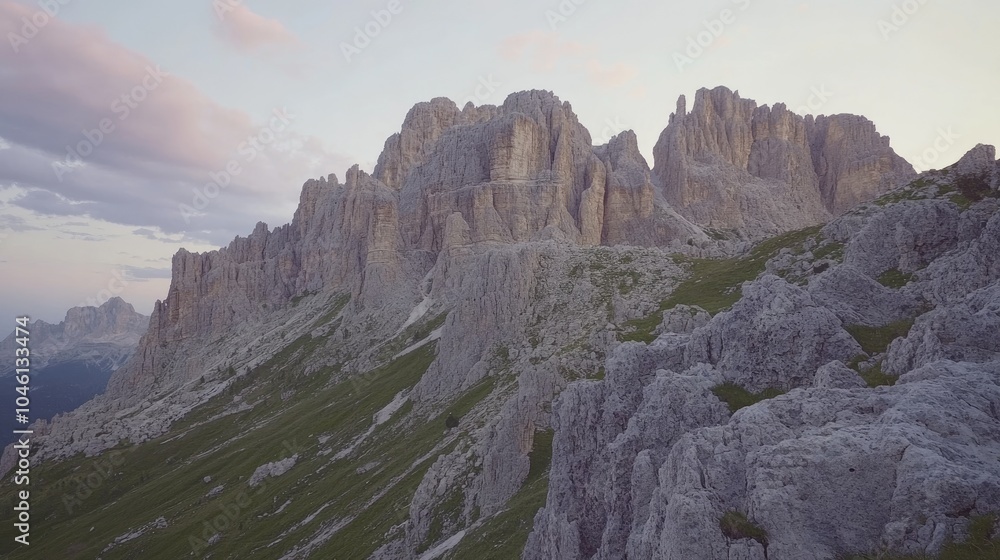 Fototapeta premium Majestic Mountain Range at Dusk in Dolomites