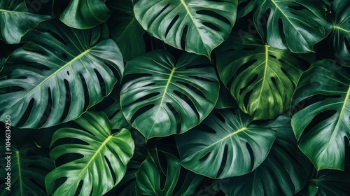 Wallpaper Mural Lush green tropical leaves create a vibrant, textured background. Torontodigital.ca