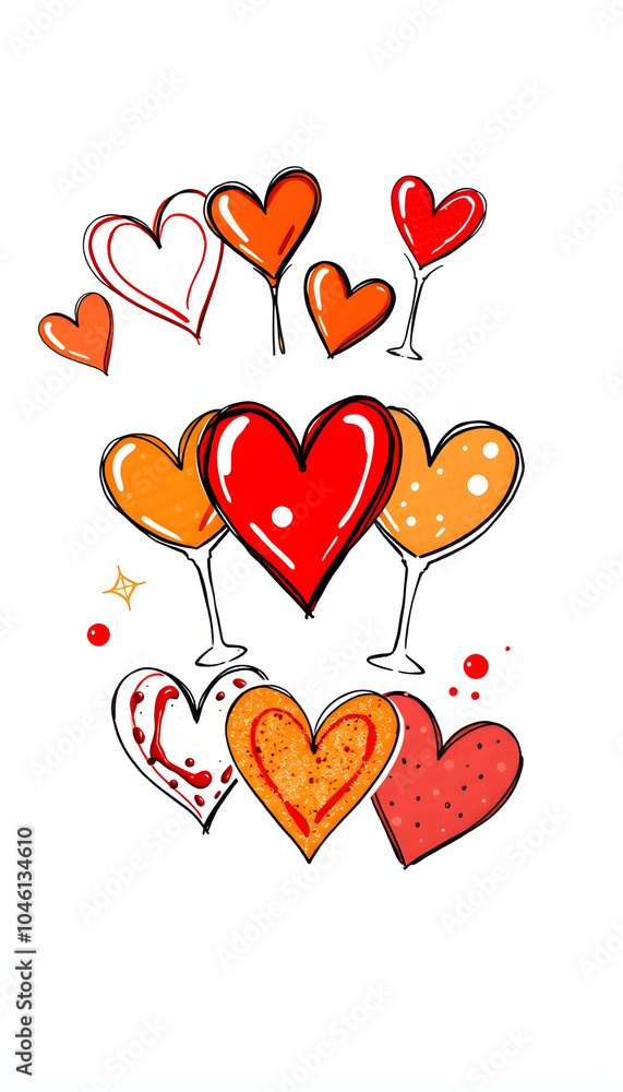Gourmet selection of heart-shaped cicchetti, canapes or tapas isolated with white highlights, png Gourmet selection of heart-shaped cicchetti, canapes or tapas isolated with white highlights, png