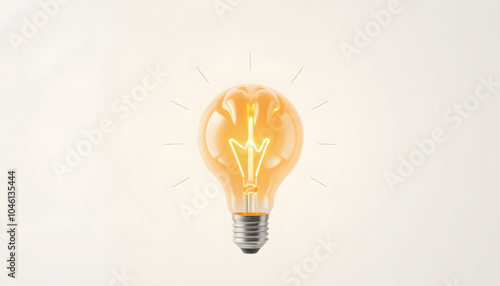 Light bulb brain. Idea, intelligence. Minimal creative composition of fun and education with a place to copy space isolated with white highlights, png