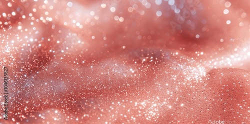 Peach Fuzz Glitter Background with Copy Space for Text