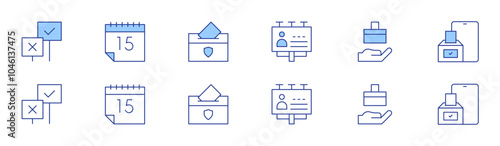 Democracy icon set in two styles, Duotone and Thin Line style. Editable stroke. campaign, democracy, online voting, vote, international day of democracy