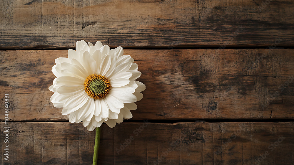Fototapeta premium white flower isolated on a wooden table