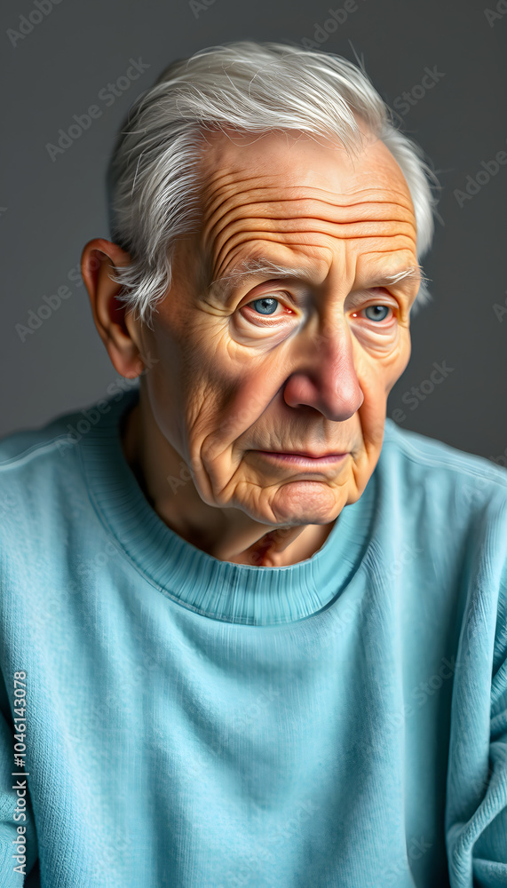 Obraz premium Dementia in senior people. Memory loss. Awareness of Alzheimer's, Parkinson's disease, stroke or mental health isolated with white highlights, png