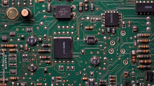 Electronic Circuit Board Close-Up Detail