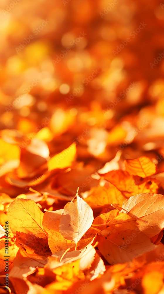 Close-up of golden autumn leaves on the ground, illuminated by warm sunlight. Close-up of golden autumn leaves on the ground, illuminated by warm sunlight.