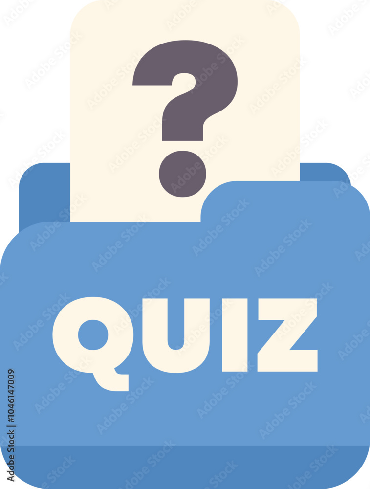 Blue quiz folder containing question mark symbol representing trivia game or online exam Blue quiz folder containing question mark symbol representing trivia game or online exam