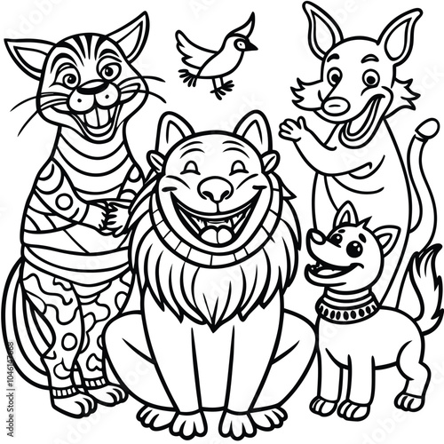 Here is the funny animal coloring book page featuring animals in a comical scene. It's sure to bring a lot of laughter while colouring! Let me know if you have any other requests!