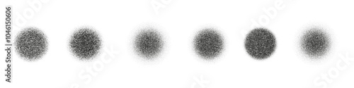 Grainy noise pattern with gradient dots and diffuse effect. Spray texture resembling sand and dissolving circles. Flat vector illustration isolated on white background.