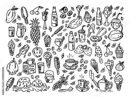 Food and drink hand-drawn cartoon doodle vector illustration art.