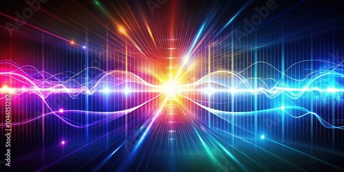 A mesmerizing abstract composition featuring luminous waves and lines intersecting against a grid background, evoking a sense of energy, movement, and digital innovation.