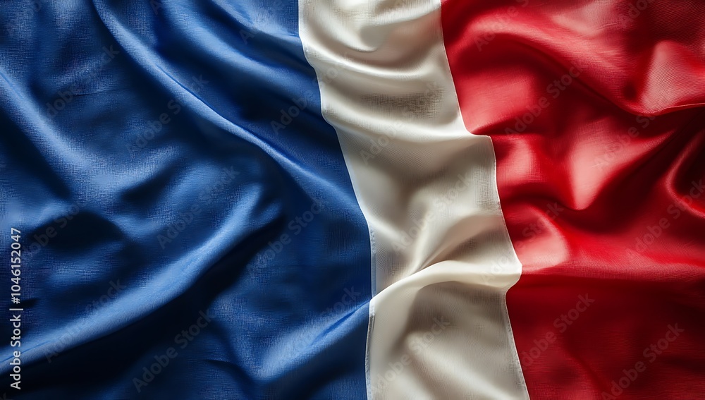 French Flag on Fabric - National Symbol of France Waving French Flag on Fabric - National Symbol of France Waving