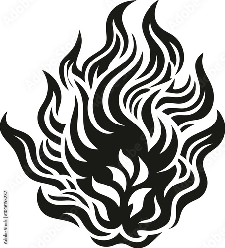 Flame burning smoke vector silhouette