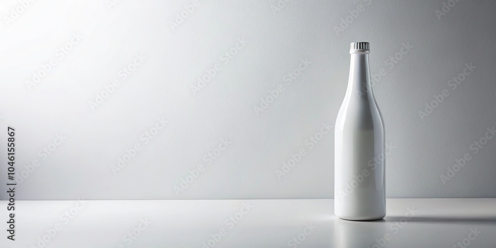 White bottle in front of white backdrop with flare White bottle in front of white backdrop with flare