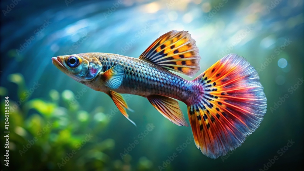 Stock photo capturing the movement of Guppy fish in an aquarium Stock photo capturing the movement of Guppy fish in an aquarium
