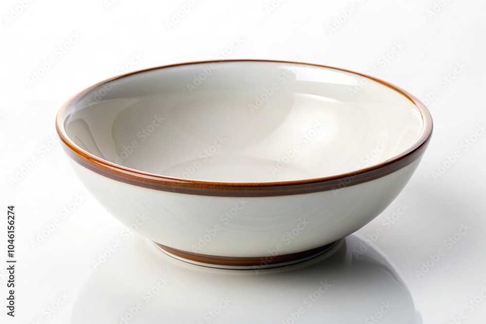 White bowl with brown rim on surface White bowl with brown rim on surface