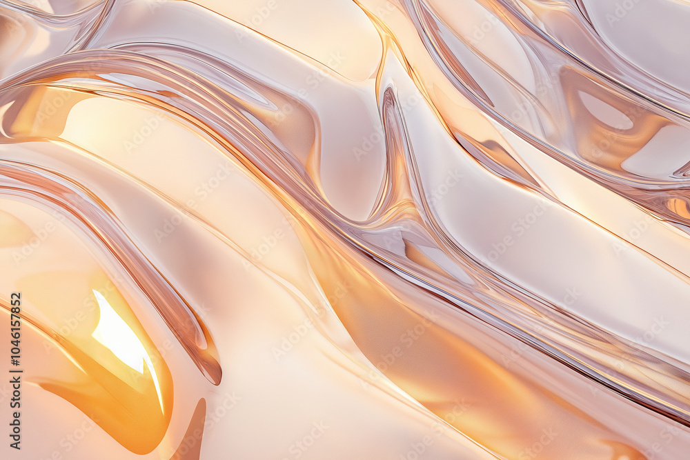 Obraz premium Soft Fluid Abstract Waves in Peach and Gold Tones – Minimalist and Elegant Backgrounds for Calming and Modern Design Concepts