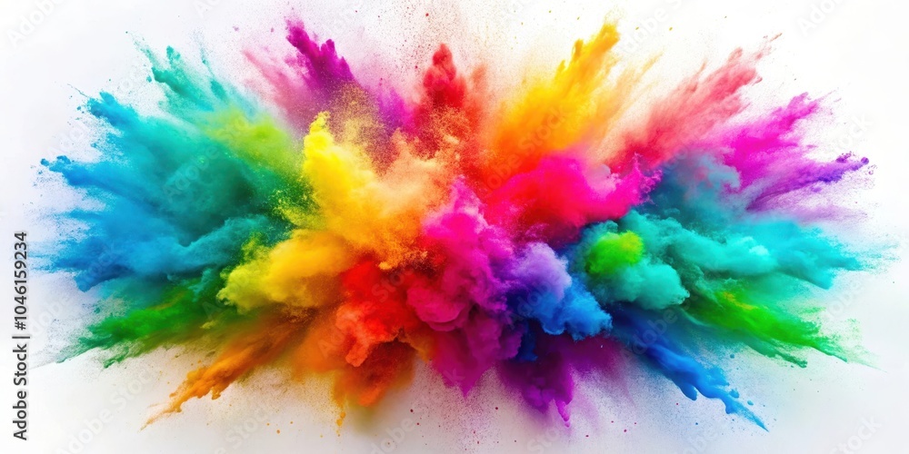 A vibrant and dynamic explosion of colorful powder against a clean white backdrop, showcasing a rainbow of hues in a mesmerizing display of motion and texture A vibrant and dynamic explosion of colorful powder against a clean white backdrop, showcasing a rainbow of hues in a mesmerizing display of motion and texture
