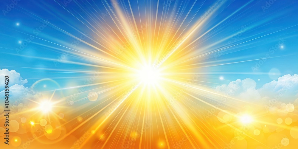 Radiant Sunbeams Illuminate a Heavenly Sky, Golden Light Filtering Through Wispy Clouds Radiant Sunbeams Illuminate a Heavenly Sky, Golden Light Filtering Through Wispy Clouds