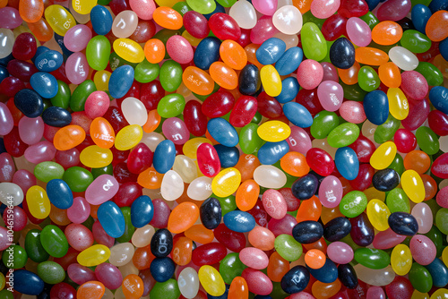 Burst of Color: Assorted Jelly Beans Top View - A Flavorful Explosion of Imagination, Joy, and Sweetness photo