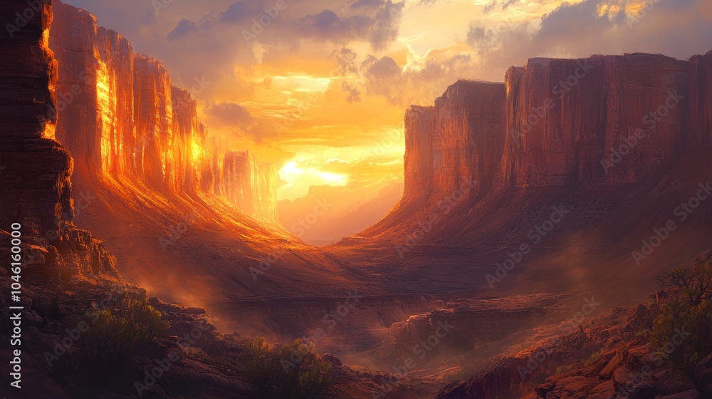 Obraz premium Golden Canyon Sunset