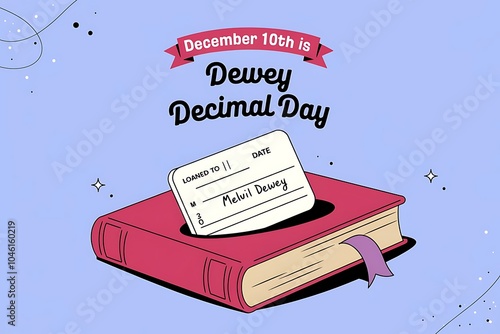Celebrate Dewey Decimal Day with library book checkout card and fun design

