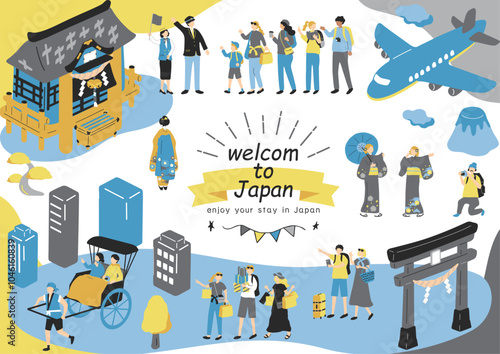 日本観光を楽しむ外国人