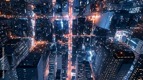Wallpaper Mural High-altitude shot of a bustling city at night, with streets and buildings illuminated by countless lights, creating a vibrant, glowing grid. . Video Torontodigital.ca