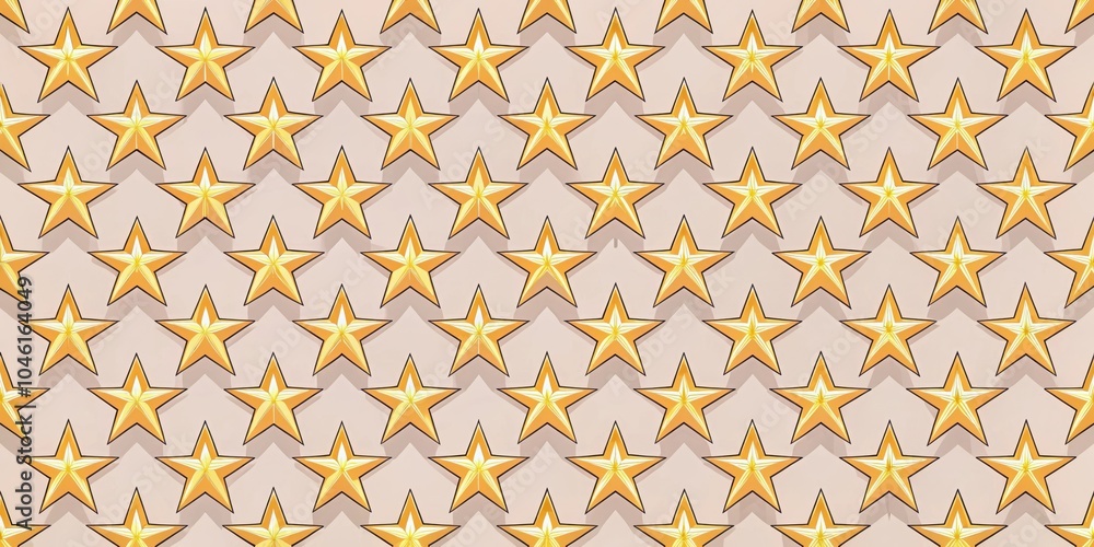 A seamless pattern of golden five-pointed stars arranged in a staggered formation on a pale background, creating a visually appealing and repetitive design. A seamless pattern of golden five-pointed stars arranged in a staggered formation on a pale background, creating a visually appealing and repetitive design.