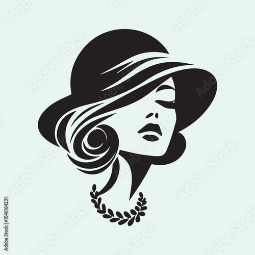 Woman head silhouette, face profile, woman head logo silhouette vector icon black and white