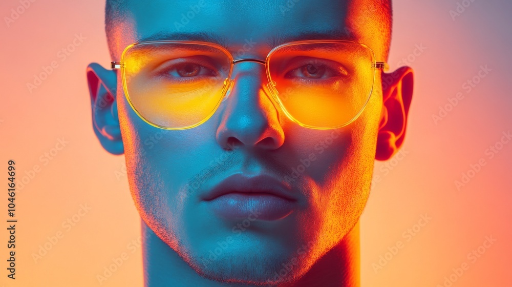 Man in yellow sunglasses Man in yellow sunglasses