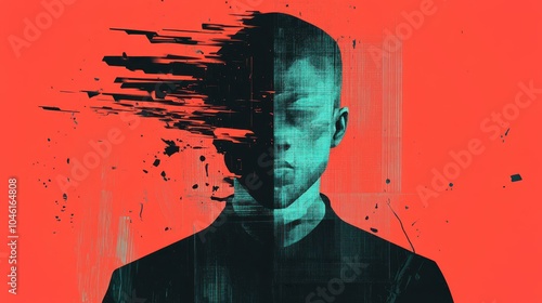 Abstract Portrait of a Man with a Distorted Face
