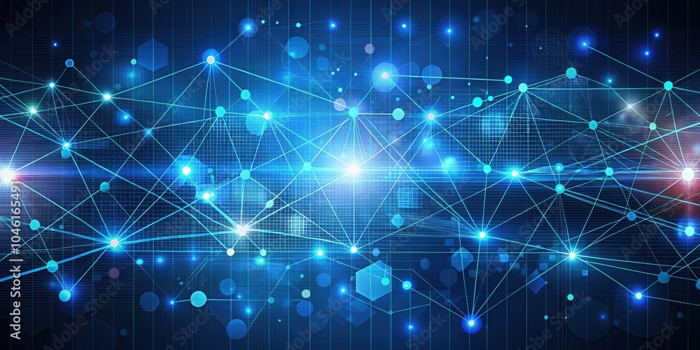 Abstract digital network with glowing lines and dots, a futuristic concept representing interconnectedness and information flow Abstract digital network with glowing lines and dots, a futuristic concept representing interconnectedness and information flow