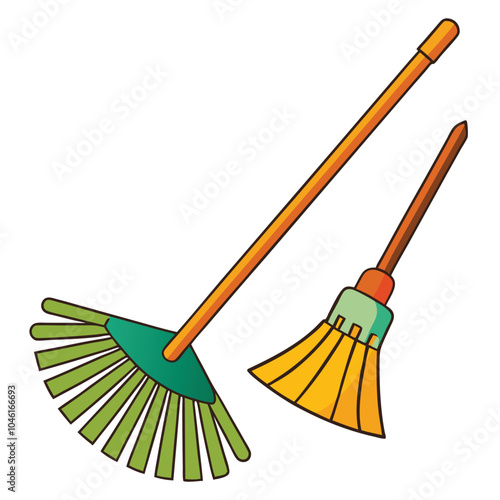 Rake sweep for gardening tool vector illustration isolated on a white background