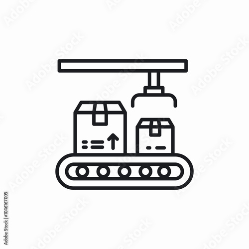 package factory conveyor icon sign vector