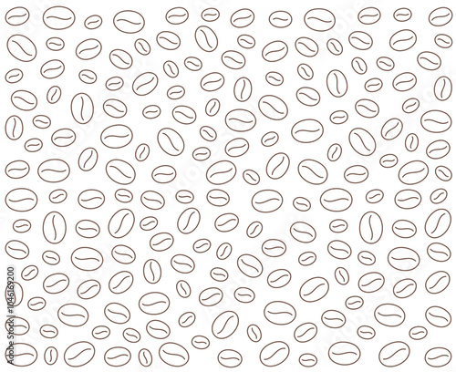 Coffee Beans Background Pattern - Vector Illustration. Editable outline stroke line.