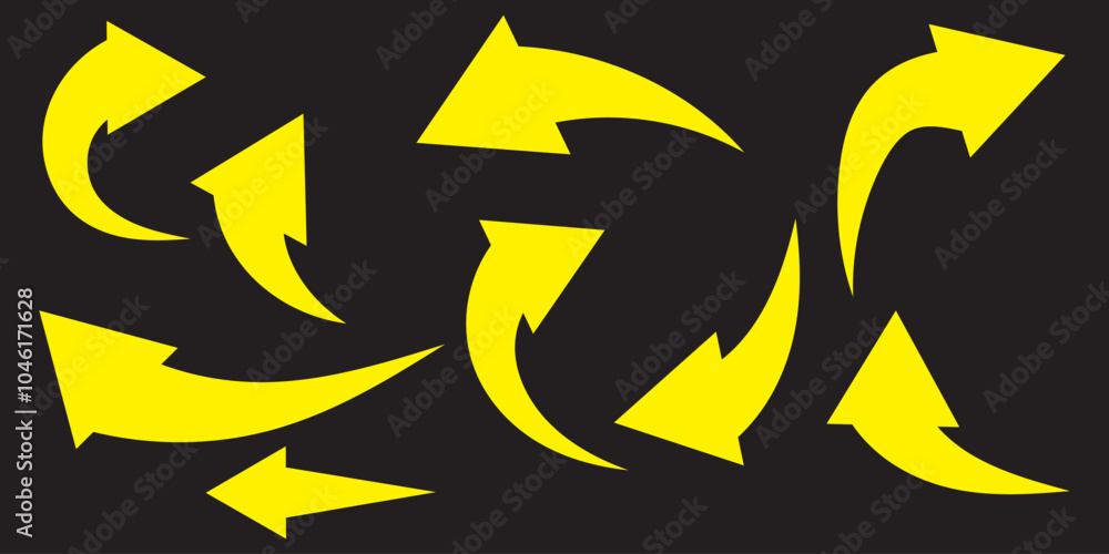 Wavy long curve line arrow showing left element Wavy long curve line arrow showing left element