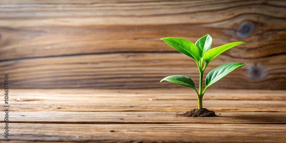 A small green sprout pushing through the rich brown soil, symbolizing new life and growth against a backdrop of weathered wood. A small green sprout pushing through the rich brown soil, symbolizing new life and growth against a backdrop of weathered wood.