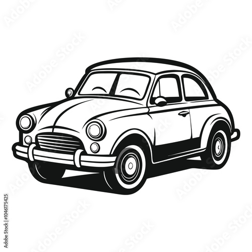 Cartoon Vintage Car Coloring Page silhouette 