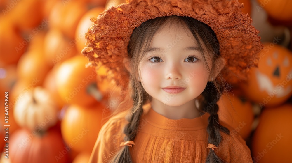 Modern Halloween style cute pumpkins are placed in the center of an orange background, creating a child friendly atmosphere. Suitable for seasonal decoration and holiday celebrations. Modern Halloween style cute pumpkins are placed in the center of an orange background, creating a child friendly atmosphere. Suitable for seasonal decoration and holiday celebrations.