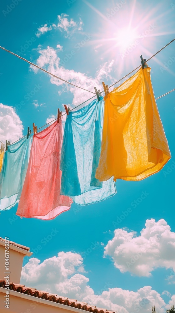 Vibrant Laundry Drying in the Sunlight Vibrant Laundry Drying in the Sunlight