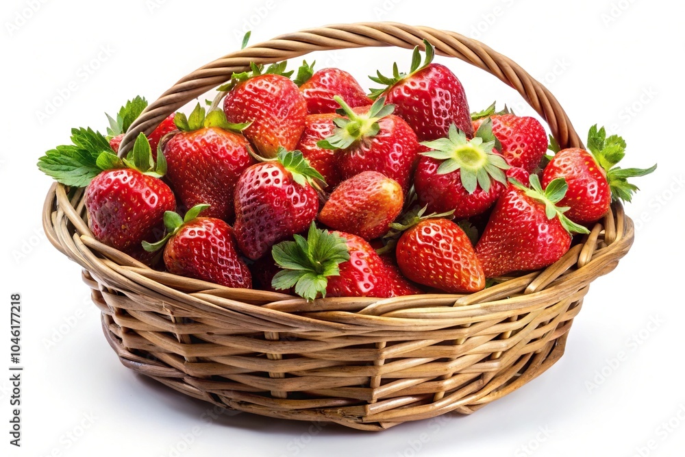 Stock photo of a wicker basket with strawberries Stock photo of a wicker basket with strawberries