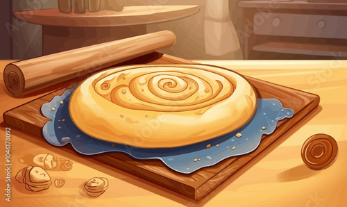  Pie or cookie dough roll out with cartoon rolling pin