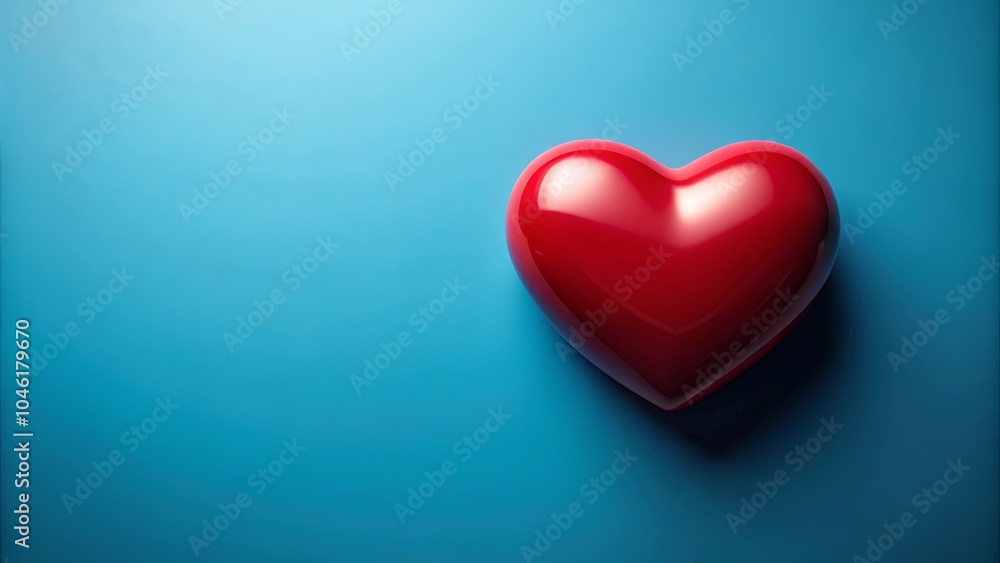A vibrant red heart, symbol of love and affection, rests against a serene blue background, creating a visual harmony of contrasting colors. A vibrant red heart, symbol of love and affection, rests against a serene blue background, creating a visual harmony of contrasting colors.