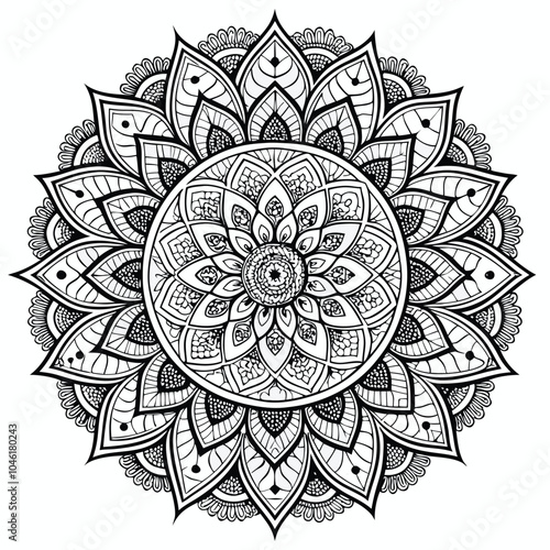 Intricate mandala colouring page designed for adults, featuring detailed patterns for a calming experience.