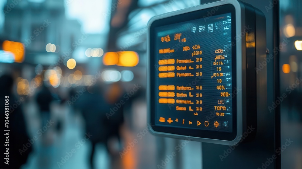 A foreign currency exchange kiosk displaying live rates and offering money transfer services A foreign currency exchange kiosk displaying live rates and offering money transfer services