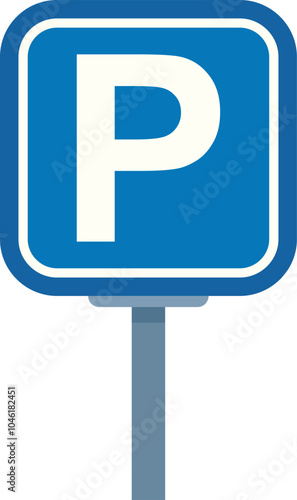 Blue and white parking sign indicating that parking is allowed in this area