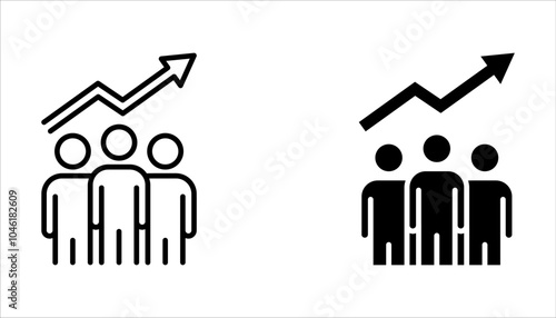 population growth icon, global demography, people evolution chart on white background
